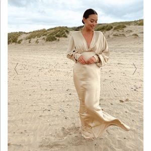 Long champagne colored dress